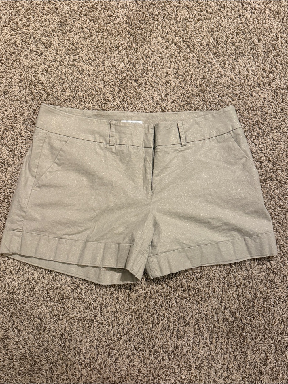 NY & Co Women’s Casual shimmer Light Khaki shorts casual or dressy size 12 - Picture 1 of 5